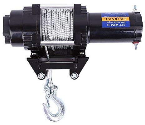 Elektrische Motorwinde 15m 4000 LBS/1818kg Seilwinde Seilzug Hebezug Seilhebezug Offroad Synthetikseil Elektrowinde 12V Funkfernbedienung Elektrische Winde Kompatibel mit ATV