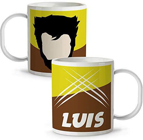 LolaPix Taza Superhéroes Personalizada con Nombre. Plástico. Vuelta al cole. Varios Diseños y Colores Interior. Lobezno