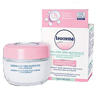 Leocrema Crema Viso Idro Nutriente Ipoallergenica Per Pelle Secca Con Acido Ialuronico Vit.E e Burro Di Karite 50ml