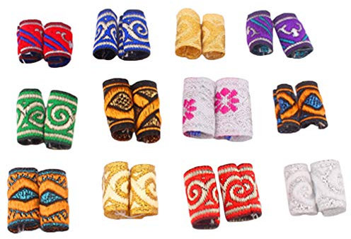 Beaupretty Poignets De Dreadlock 12 Pcs Dreadlocks Tressage Poignets Décoratifs Dread Anneaux Tissu Dread Poignets Pour Femme Anneaux De Dreadlocks