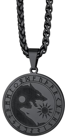 Richsteel Viking Kette mit Odin Helm Wikinger Anhänger Mjölnir Halskette mit Geschenkebox für Herren Männer