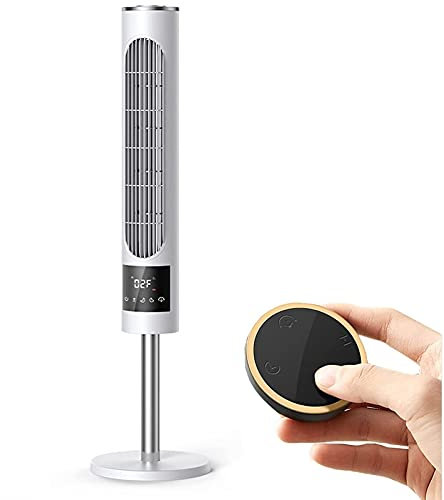 MU Ventilador de la Torre de 36 Pulgadas Silencioso, 10000 Mah Batería Recargable Usb Ventilador Eléctrico, 4 Velocidades Ventilador de Enfriamiento Oscilante con Control Remoto,Blanco
