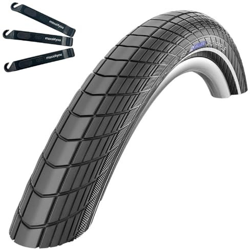 1 x Schwalbe Big Apple RaceGuard Fahrradreifen mit Reflex 55-406 (20 x 2,15) inkl. maxxi4you Reifenheber
