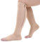 Calze a con Cerniera per Donna Uomo, Calze a Open Toe, Calze per Vene con Supporto per Polpaccio Al Ginocchio(S/M-pelle)