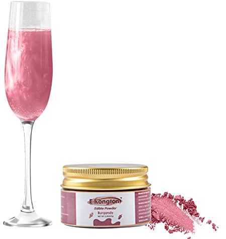 E-Kongton Burgundian Edible Glitter Dust: 7g essbarer Glitter für Getränke, Fondant, Kuchen, Kekse, Schokolade und mehr, lebensmittelechter Glitterstaub, essbares Metallic-Pulver, vegan und glutenfrei