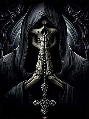 HUASHUZI 5D Diamond Painting Totenkopf Horror Skull Skelett Schädel Bilder Diamant Malerei Erwachsene Kits 30X40cm