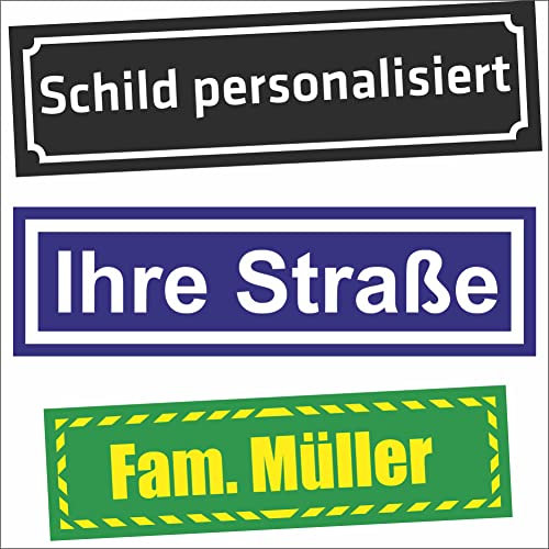 INDIGOS UG - WUNSCHTEXT Schild - 60x16cm - AluDibond 5 Größen - personalisiert Text - Straßenschild - Namensschild - Hausnummer - Garage, Hotel, Parkplatz, Schule, Carport, Firma - individuell