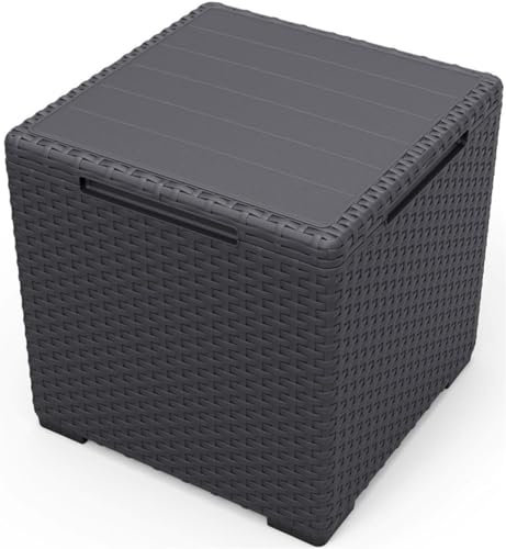 Keter Vigo Aufbewahrungsbox Beistelltisch 37x37x37cm Wetterfest Innen & Außen Graphit