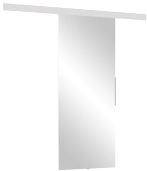 Mirjan24 Système de porte coulissante Mirror Kit complet pour portes coulissantes, espacement, cloisons intérieures (blanc + miroir, modèle 70)