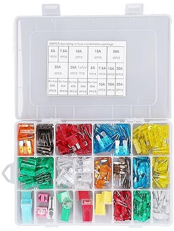 250-teiliges Sortiment an Kfz-Flachsicherungen, Kfz-Flachsicherungen, Klein Und Groß, 5 A, 7,5 A, 10 A, 15 A, 20 A, 25 A, 30 A Und 30 A, 40 A, 50 A, 60 A, Kastenförmige Sicherungen Für PKW/Wohnmobil/L