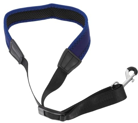 Verstellbarer Saxophon Gurt mit Metallhaken für Alt und Tenorsaxophon | Saxophongurt Nackengurt für Saxophon, Bequeme Passform, Blau, Nylon mit Metall, Gummi und Kunstharz