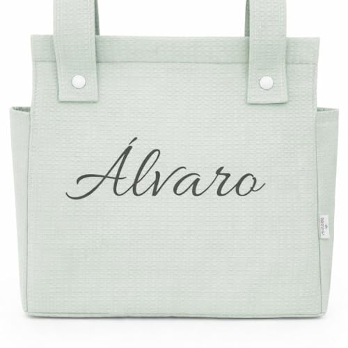 Danielstore Bolso Carrito Bebé – Bolsa Panera de Algodón para Carro de Bebé, 34x34 cm, 2 Compartimentos con Cremallera, Organizador para Paseo