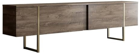 Calicosy Meuble TV 2 Portes Rabattables L180 Cm - Luxe - en Panneaux De Particules - Style Contemporain - pour Salon - L180 X l30 X H50 Cm