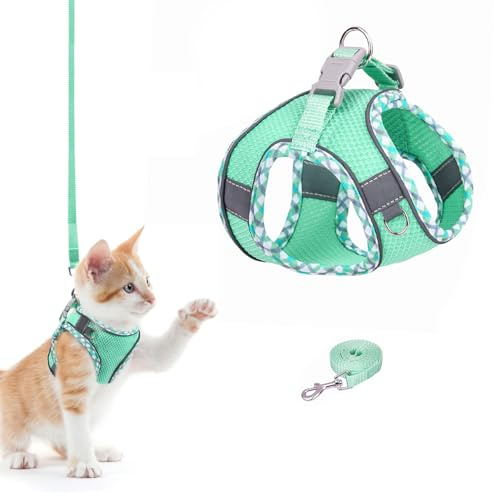 Brifit Katzengeschirr, No Pull Schritt in Welpengeschirr mit Super Atmungsaktivem Mesh, Reflektierenden Streifen, Katzengeschirr Hundegeschirr für Kleine Hunde und Katzen [XXS] Anwendbares: 2-3kg