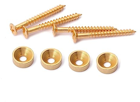 Gitarrenhals Verbindungsbuchsenbolzen für E-gitarren und Bass, 4 Stück | Metallausführung, Modell Gv03, zur Verbindung von Korpus und Hals, für E-gitarren und Bass