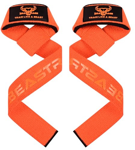 BEAST RAGE Straps Palestra Cinghie per Sollevamento Pesi Imbottite, Supporto per i Polsi, Cinghie per Fitness e Palestra, con Presa Flessibile Gel Fasce Polsi Accessori