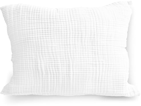 PinkZebra Bio-Musselin Kissenbezug 25 x 50 cm für Kinder & Erwachsene, weicher Kopfkissenbezug GOTS-Zertifizierung, Kissenhülle mit Reißverschluss, Made in EU, Weiß