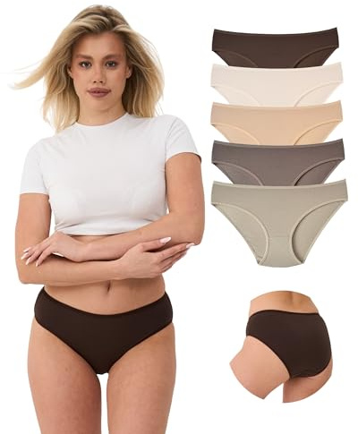 ALYA UNDERWEAR Underkläder för Kvinnor, Ekologisk Bomull, Medelhöga Underbyxor, Andningsbara byxor för Damer, Töjbara Damtrosor (P20, S)