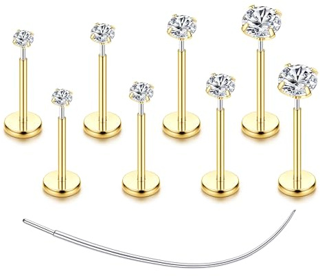 Chriscoco 4–8 st G23 titan helix piercingar näspiercing läpppiercing öronpiercing tragus conch lab medusa piercing guld silver brosk piercing öronsteg 16G/18G/20G, H