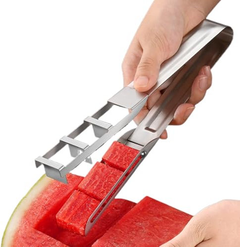 Genérico Cortador De Sandía De Acero Inoxidable | Cuchillos Para Fruta De Acero Inoxidable | Cuchilla Multifunción Portátil Para Ensaladas Frutales Cocina Comidas Preparadas Meriendas Fiestas Picnic