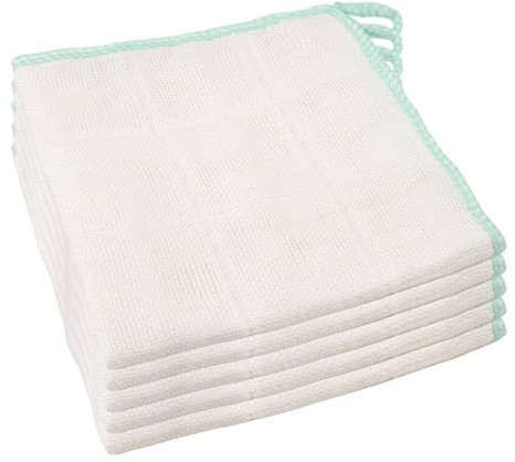 XXHUO Dish Cloths for Washing Up, 5 Pcs Cleaning Cloths Cotton Kitchen Cloths Double Layered Super Absorbent Cleaning Cloths Washing Kitchen Cloth for Home Kitchen White