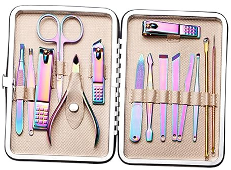 SAFIGLE 1 Juego Conjunto Cortauñas Inoxidable Kit de Herramientas de Manicura y Pedicura Portátil para Cuidado de Uñas