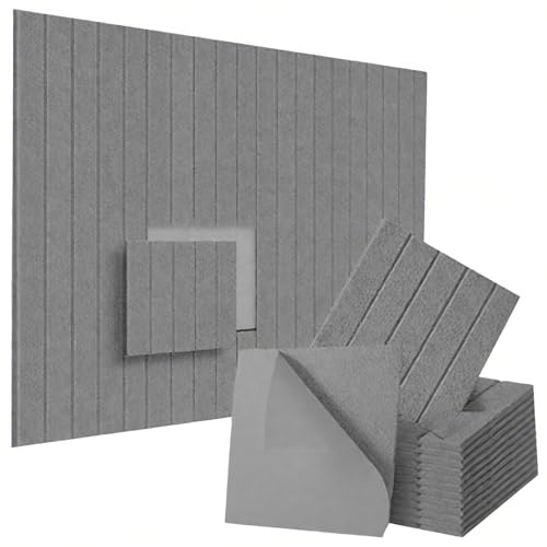 12 Pack Fabric Acoustic Wall Panels, Sound Absorbing Panels For Walls Ceiling, Acoustic Panels Self Adhesive, Soundproofing Panel For Ceiling Door Wall Bedroom Gaming Room, 30x30 Cm(dark grey)