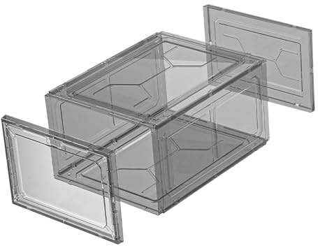 BRABOSTON Stackable Shoe Storage Boxes Multipurpose Containers Space Efficient Clear Boxes For Shoes Accessory Space Saving Shoe