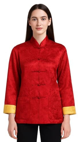Lazutom Women’s Traditional Chinese Tang Suit Jacket Mandarin Collar Frog Buttons Martial Arts Kung Fu Top