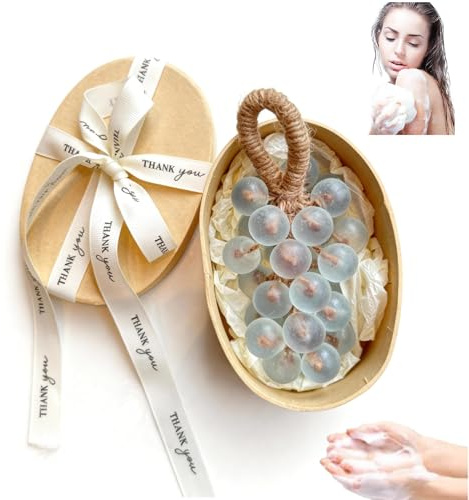 Grape Soap On A Rope, Handmade DIY Grapes Cluster Shaped Soaps,Exquisite Decorative Gift for Bridal Showers, Baptisms & Home Spa, for Washing Hands and Fresh Air Men Women (blue)