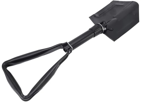 MasYosh 23-Zoll-Klappschaufel, Tragbare Schaufel aus Kohlenstoffstahl mit Sägezahnklinge, für Outdoor-Camping, Wandern, Rucksackreisen, Industrielle Reinigung