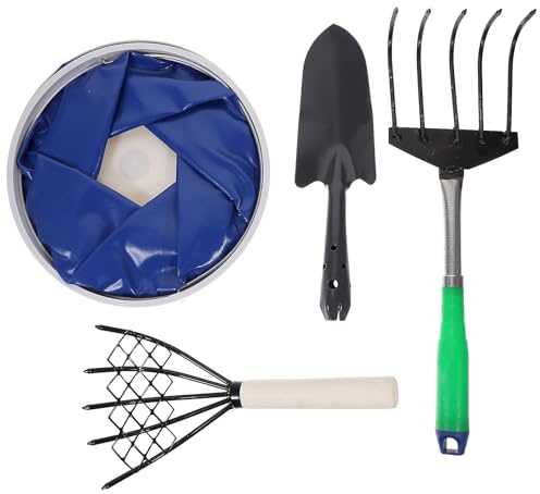 MAGICLULU Râteau à Palourdes 5 Dents en Acier Haute Teneur en Carbone avec Manche en Bois, Râteau Multifonction Portable pour Pêche aux Fruits de Mer, Jardinage et Couleur Couleur Aléatoire