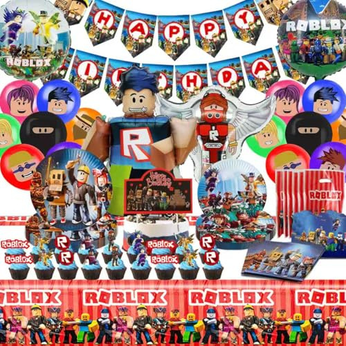 132 Pieces Geburtstagsdeko, Party Tableware Set, Deko Geburtstag Kinder, Geburtstag Party Set Kinder, Tischdecke Pappteller Servietten etc, for Children's Birthday Boys