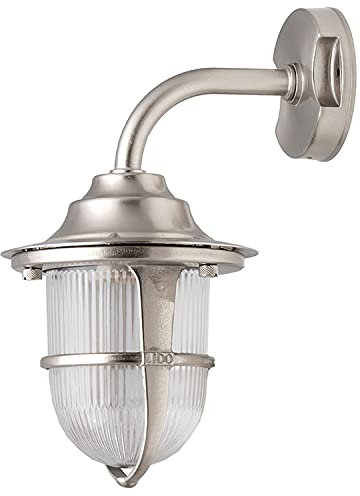 Licht-Erlebnisse Maritime Laterne Draußen aus Messing Glas in Nickel Schiffslampe Außenleuchte Haus außen Hof Haustür