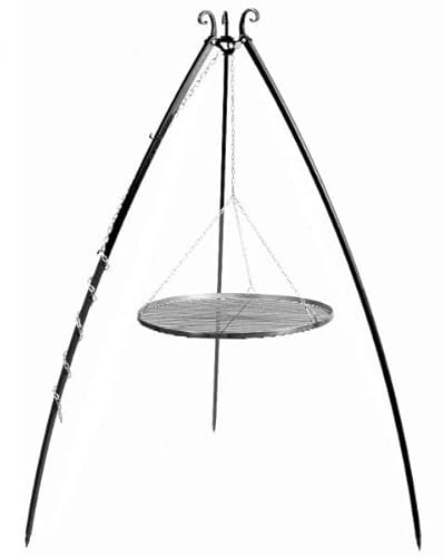 CookKing Stående grill treben grill fast svart stålgaller 200 cm 60 cm Ø