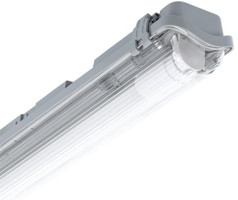 LEDKIA LIGHTING - Réglette Étanche Slim pour Tube LED (NON inclus) | IP65 | 60cm Connexion Latérale |Intérieure/Extérieure, 600 Mm, Polycarbonate