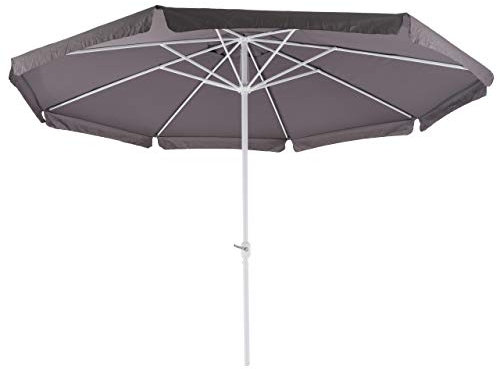 Nexos Sonnenschirm Marktschirm Ø 3,8 m anthrazit 8 Rippen Kurbel Stand-Sonnenschirm Sonnenschutz Garten Camping Terrasse Gestänge Aluminium Stahl grau