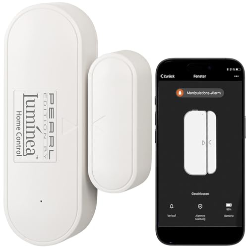 Luminea Home Control Türsensor: WLAN-Tür- und Fensteralarm mit weltweitem App-Zugriff, Sprachsteuerung (Türsensor WLAN, Türkontakt Alarm, Sensor)