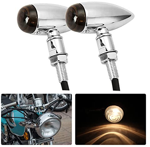 JMTBNO 2x Indicatori di Direzione Moto luce Universali lampadina Luci Forma di Proiettile in Lega di Alluminio per Moto Cruiser Scooter Quad Dirt Bike