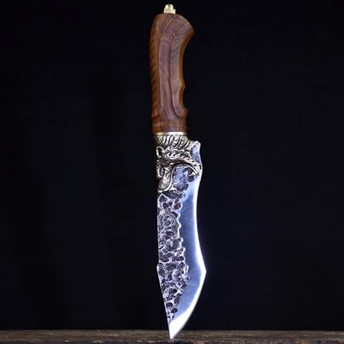 WERWER 5.5 Handmade Viking Messer 7Cr17CoMoV High Carbon Stahl Jagd Im Freien Sharp Schnipsel Küchenmesser Kupfer Tiger-Dekor Griff
