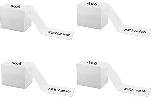 OausTect 4x6 Versandetikett 4000 Fanfold Etiketten selbstklebend bedruckbar für Rollo, Zebra Direct Thermodrucker, mit Perforationen