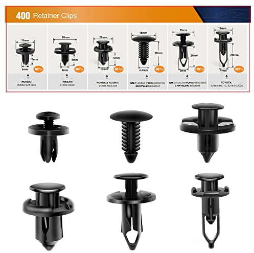 GOOACC 400PCS Universal Plastic Fender Clips
