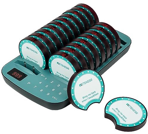 Retekess TD167F Pager Rufsystem, 800M Pager Gastronomie, Kopplung mit Einem Tastendruck, Mit Kodierschlitz, Countdown der Zeit, Außer Reichweite Alarm, Pager Pieper für Hotel, Logistik, Ferienzentren