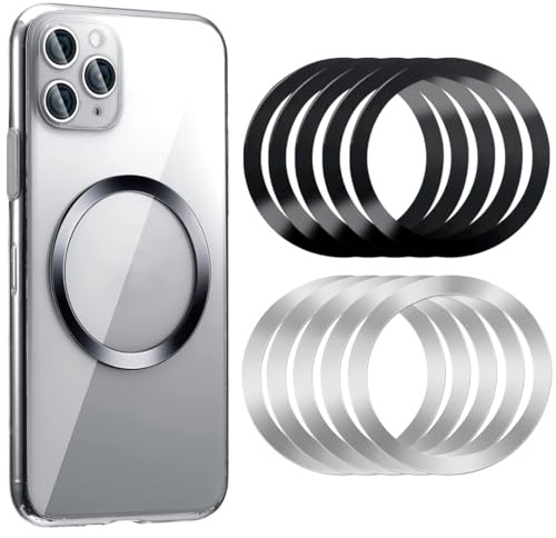 TEKRAT Ring Sticker Compatible with MagSafe – Universal Magnetic Adhesive, Metal Ring for MagSafe Accessories, Wireless Charging and Wallet, for iPhone and Android, Black Or Silver, 5 Pack (Black)