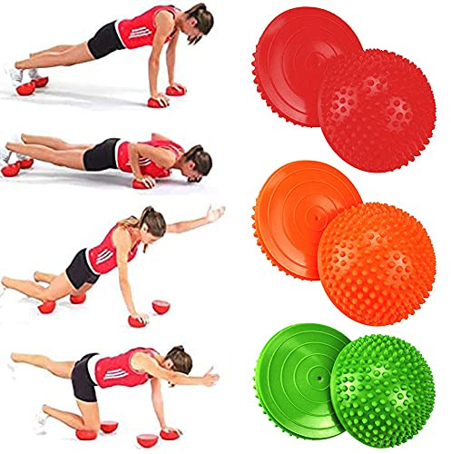 EHOTER Halbrund Yoga-Bäll Sport Balance Pods Mini Therapie Balance Igel Ball mit Noppen Hart Gymnastik Kugel Trittstein für Kinder Erwachsene Koordination Balance Fitness Training Geschenk (3)