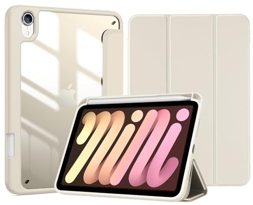 ProCase Smart Case for iPad Mini 7/6 8.3 -Starlight | Protective Cover with Pencil Holder for iPad Mini 7th A17 Pro 2024 / Mini 6th 2021