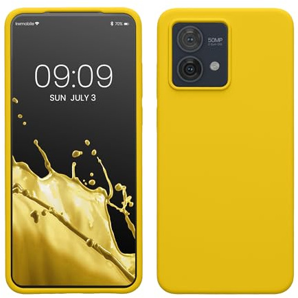 kwmobile Carcasa Compatible con Motorola Moto G84 5G Funda - Case TPU y Silicona antigolpes - Apto Carga inalámbrica - Amarillo chillón