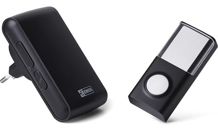 EMOS Funk-Türklingel Set, Steckdosen-Empfänger und wasserdichte Taste inkl. Batterie, 36 Melodien, 150m Funkreichweite, 4 einstellbaren Lautstärken bis zu 85 dB, Zusatz-Taste bestellbar
