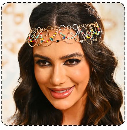 Fashband Boho Kopfkette Gold Quaste Kopfschmuck Quaste Perlen Braut Hochzeit Haarschmuck für Frauen