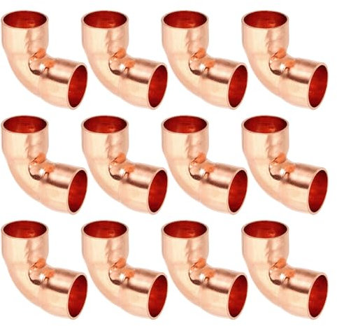 PATIKIL Raccordo a Compressione Gomito in Rame da 1/2 Id, Spessore 0.8mm, 12pz Raccordo per Tubo in Rame Puro 99,9% Raccordo per Tubo a Raggio Corto con Connessione a Saldare per Hvac